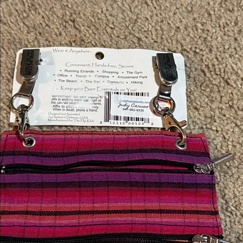 Women's Pink & Purple Striped Hip Wallet - Picture 4 of 4